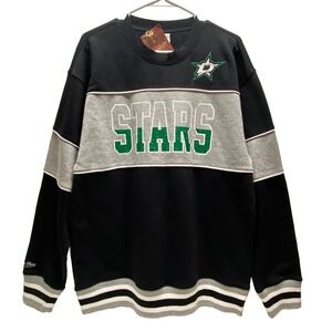 Dallas Stars NHL Sweatshirt Large Black Fleece Crew Hockey Mitchell & Ness NWT